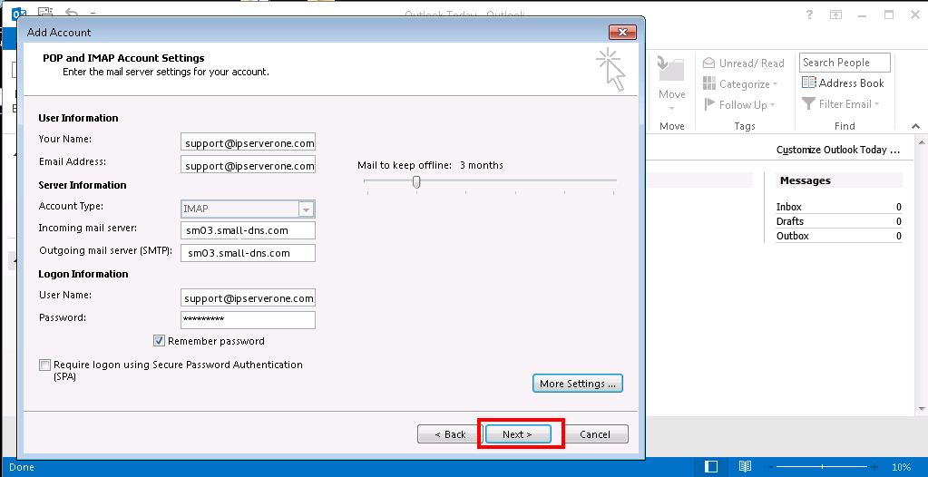 Proceed to Next step in Outlook