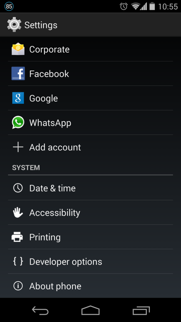 Screenshot of Adding an Account