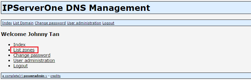 List Zones