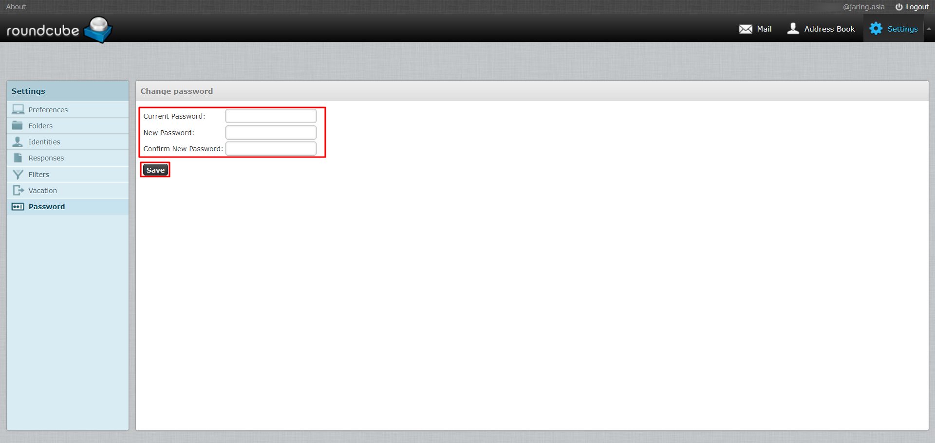 Password reset form
