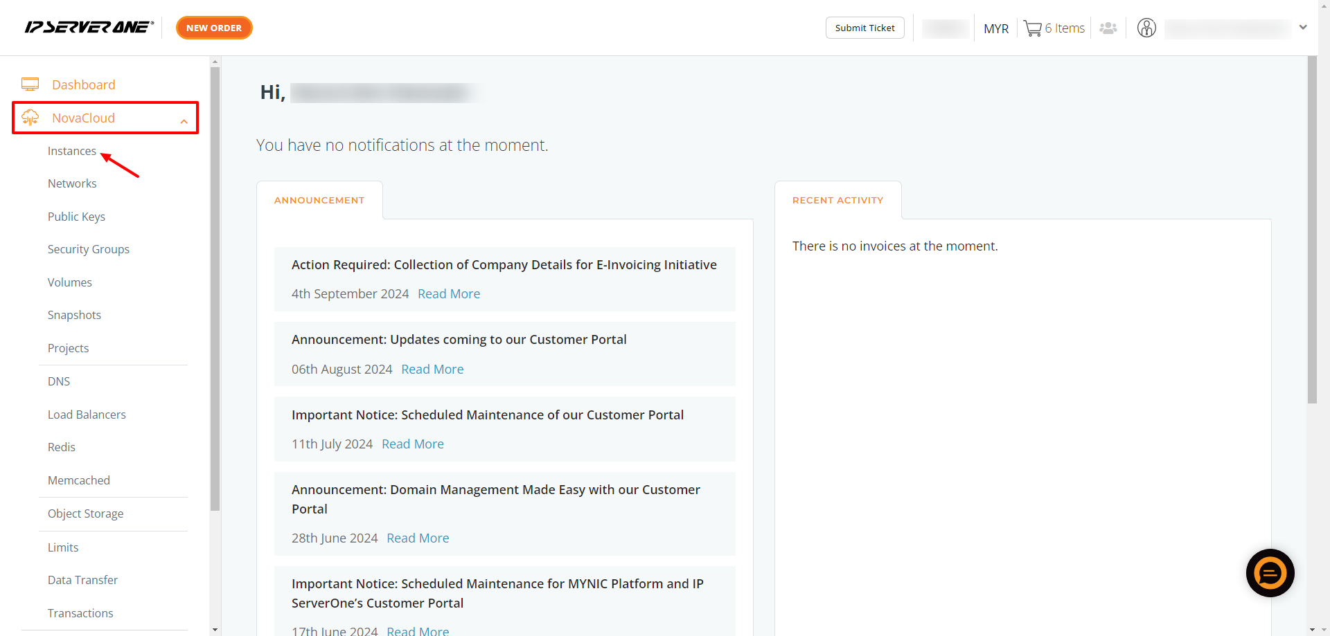 Select NovaCloud Instances
