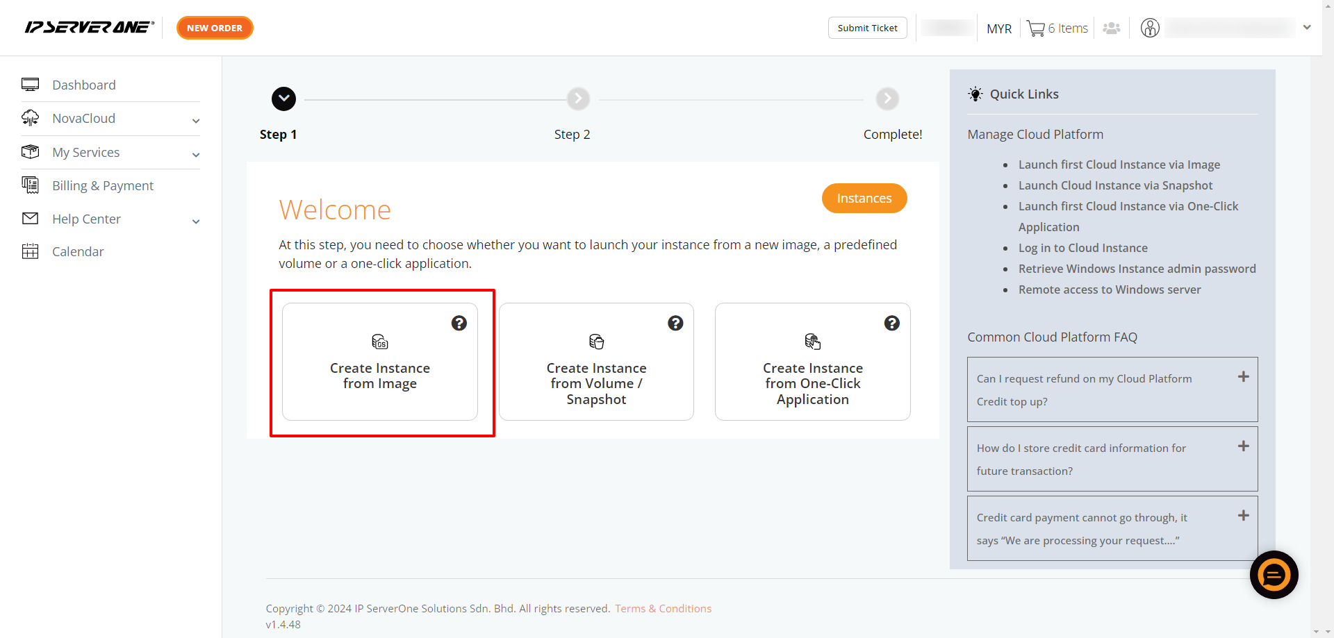 Create Instance from Image