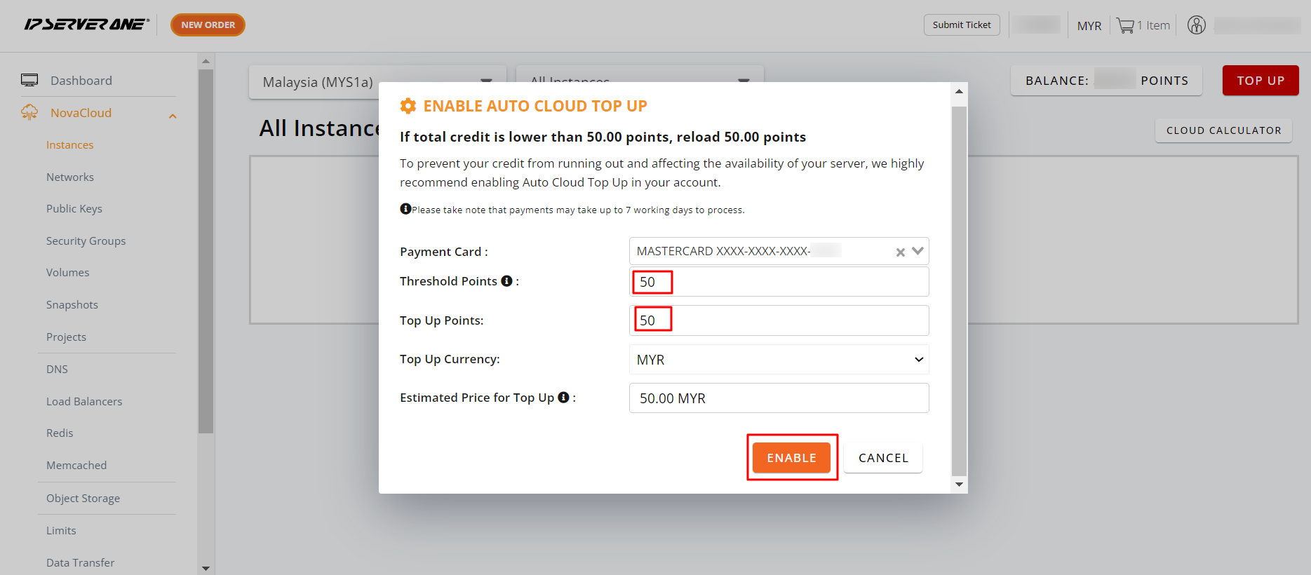Auto Top-Up Setup