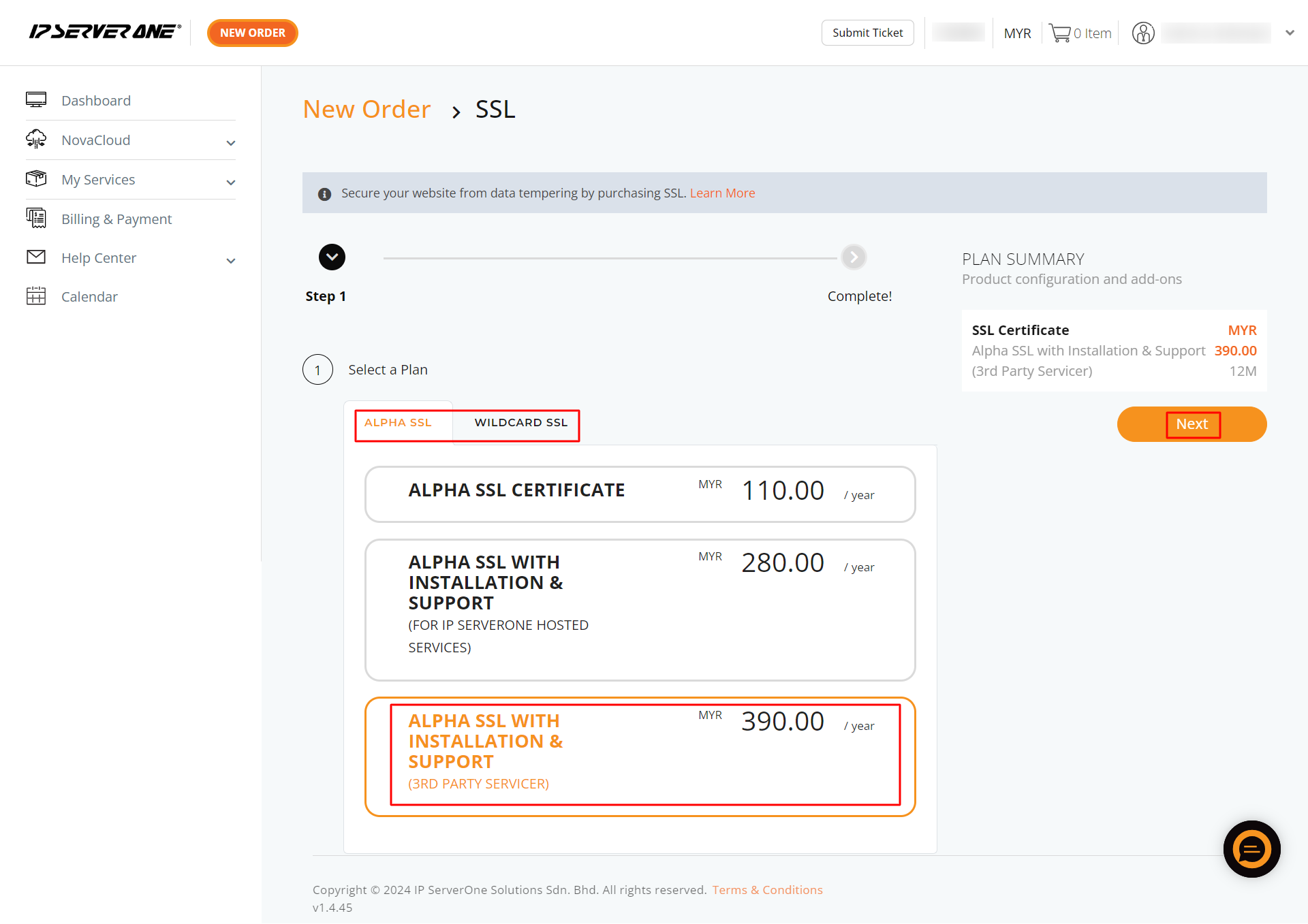 SSL plan selection