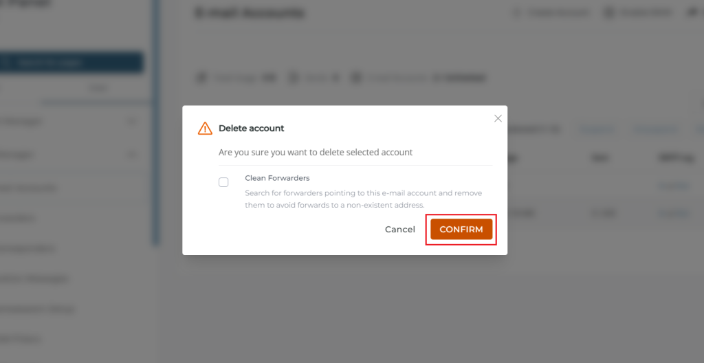 How to delete email account in DirectAdmin (Evolution Skin) - IPSERVERONE