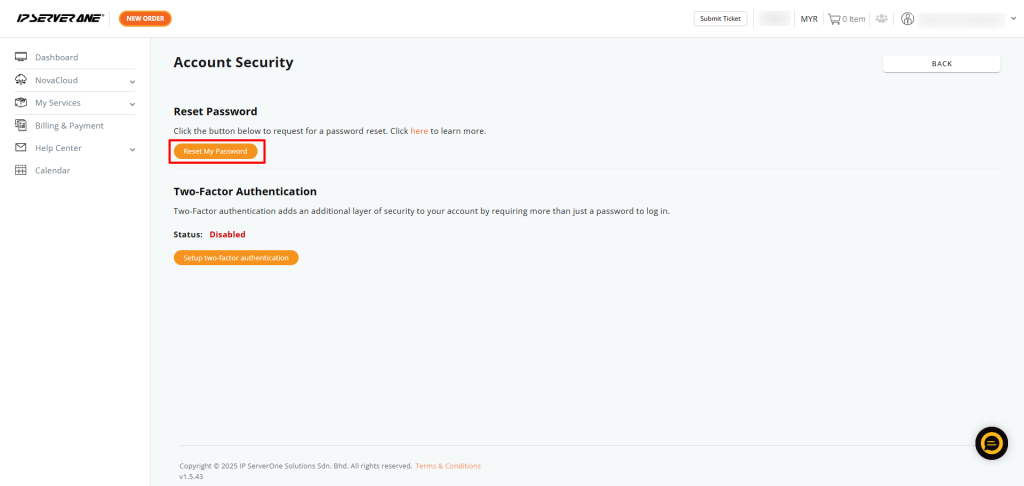 How to reset or update IPServerOne customer portal password - IPSERVERONE