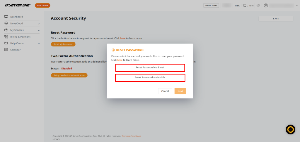 How to reset or update IPServerOne customer portal password - IPSERVERONE
