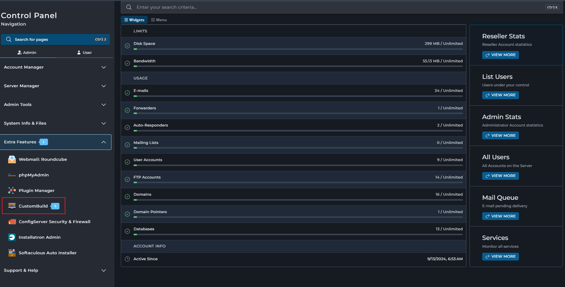 CustomBuild Menu