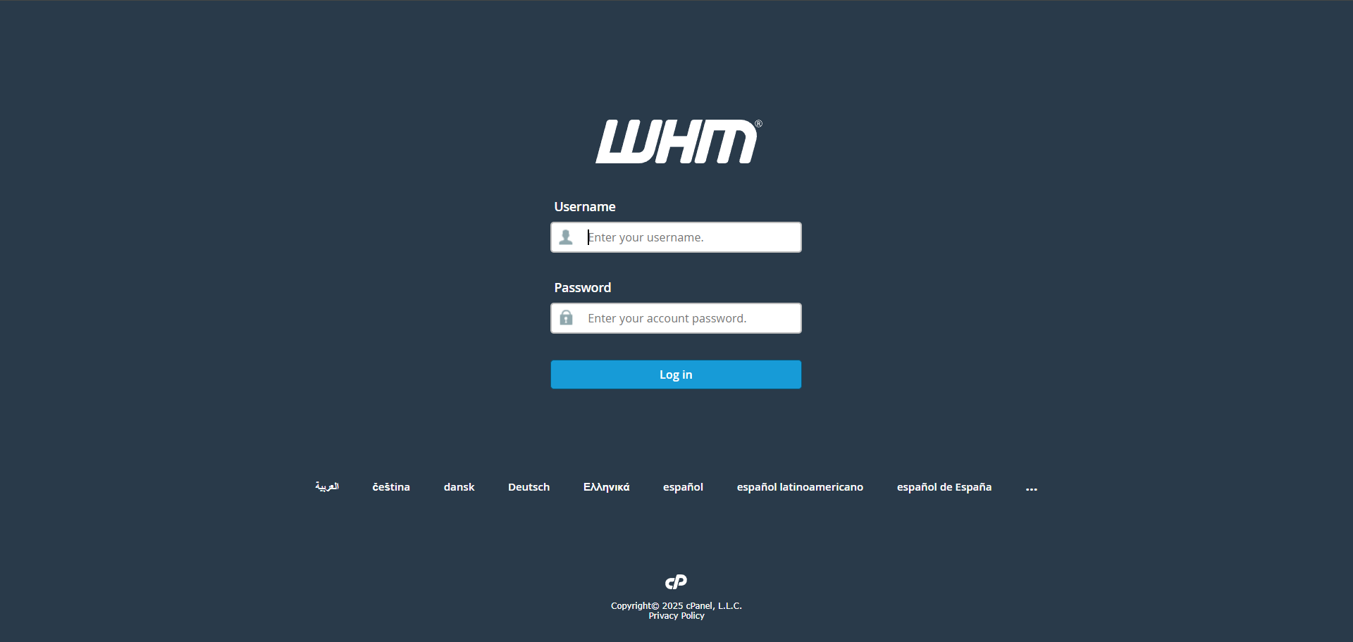 WHM Login Page