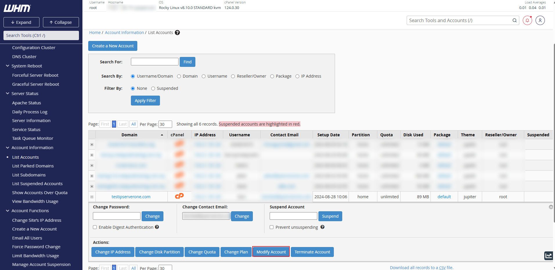 Locate cPanel Account
