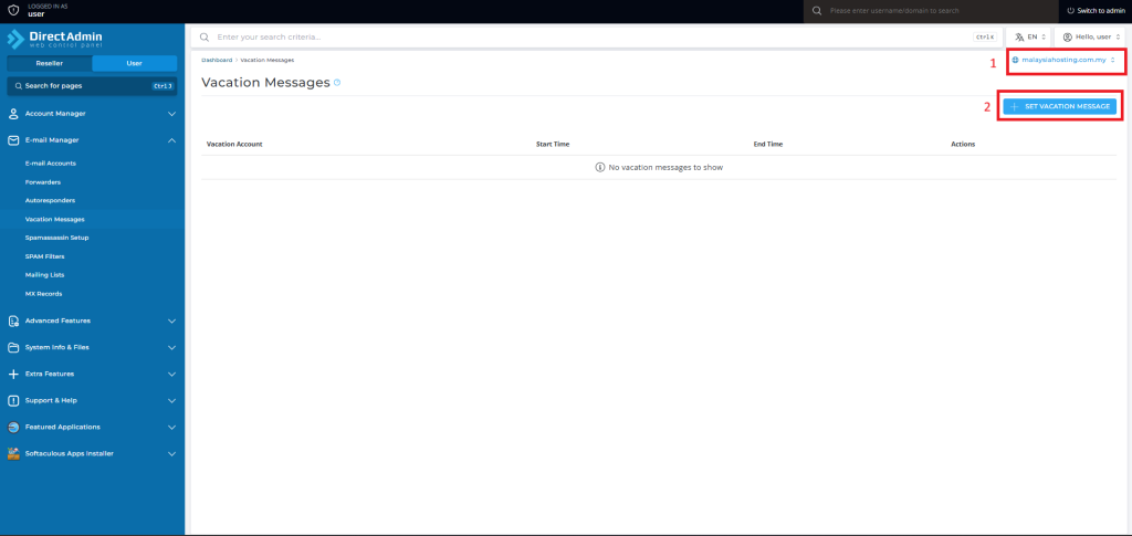 How to create Vacation / Out of Office Message in DirectAdmin ...